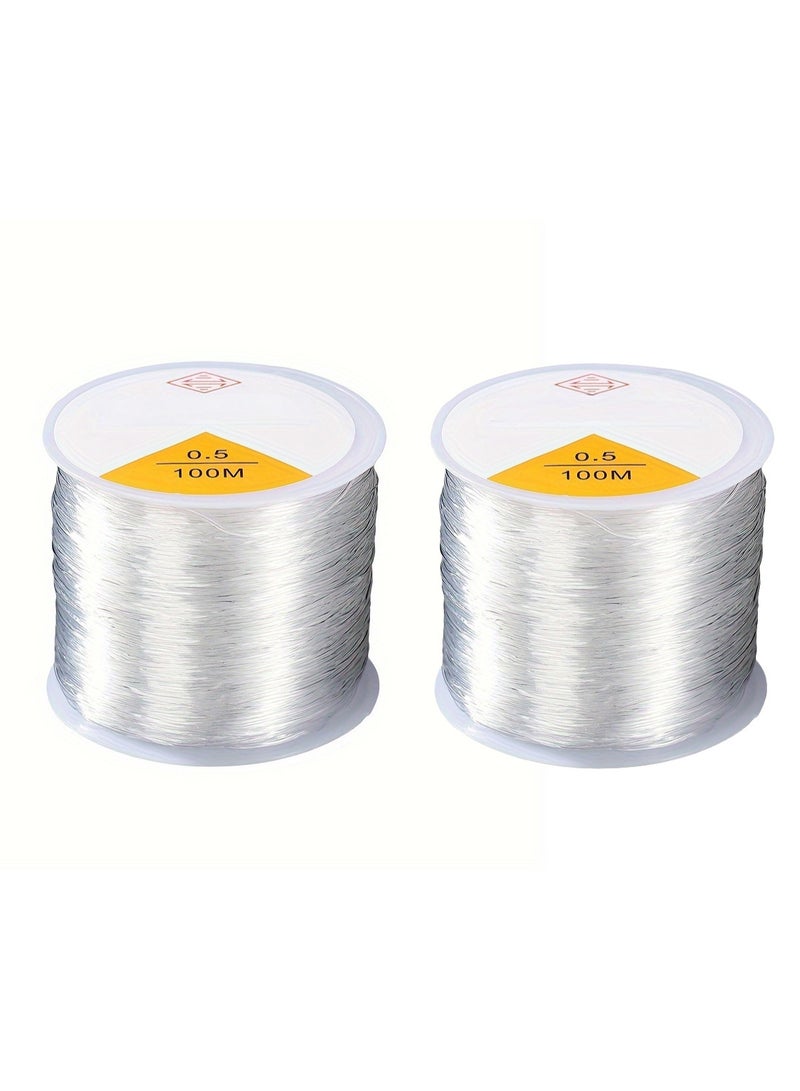 Capstro 0.5mm Clear Elastic Bracelet String – 328FT Stretch Beading Cord for Jewelry Making, Beading, Crafting, DIY Bracelets, Necklaces, Anklets & Accessories - Pack of 2 - Image 1